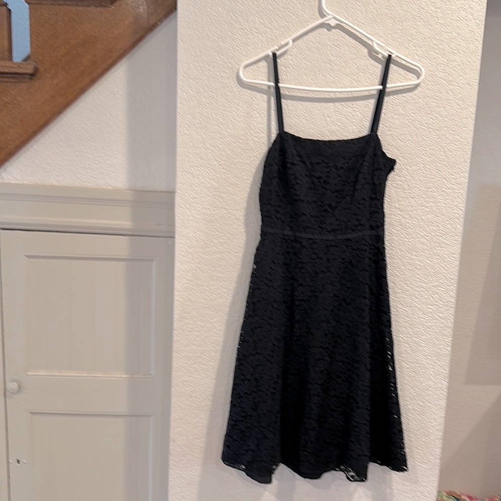 Ann Taylor little black lace dress w flattering waistband